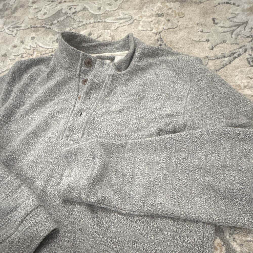 Marine Layer Men's Medium Gray Henley Pullover Sweatshirt Cotton Blend Casual
